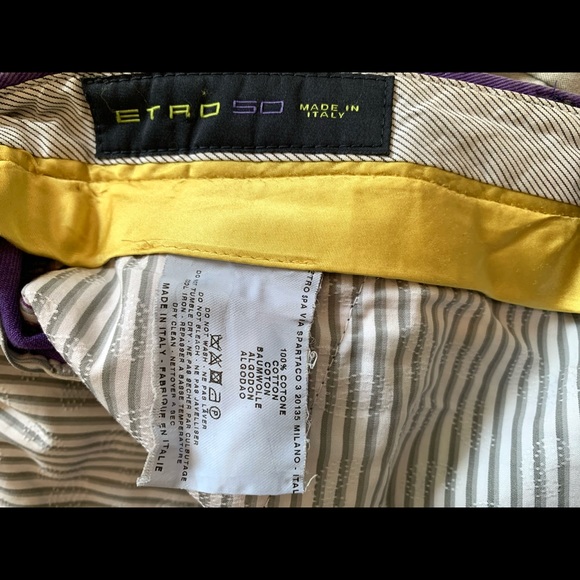 Purple Cotton Etro Pants - Picture 3 of 4